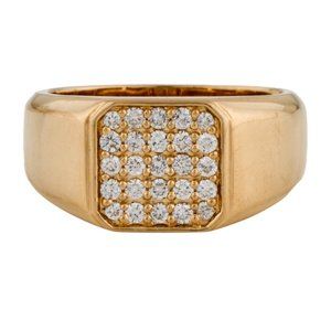 14K YELLOW GOLD DIAMOND .024 CTW DIAMOND SIGNET RING